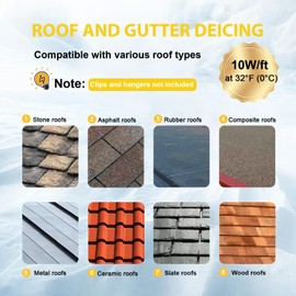 TOPDURE TDSF1 6ft Self-Regulating Heat Tape for Roof and Gutters, ETL Certified, Ideal for Metal and Plastic Pipe Freeze Protection, 120V