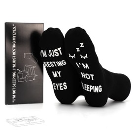 DNTLKUP Funny Gifts for Dad Father’s Day Men Women Cute Novelty lovely Socks: I’m Not Sleeping I’m Just Resting My Eyes (US, Alpha, Large, Regular, Regular, Eyelash)