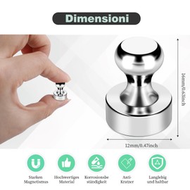 Pack of 20 Strong Giantzhong Neodymium Magnets, Extra Strong Mini Magnets, 12 x 16 mm, Small Fridge Magnets for Notice Boards, Pegboard, Whiteboard, Magnetic Board, Not Suitable for Glass Materials