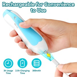 Baby Nail Trimmer Electric, 6 in 1 Rechargeable Baby Nail Clippers Manicure Set Grooming Kit for Toddler Infant or Adults (Blue)