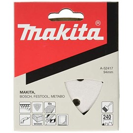 Makita A-52417 Magic Sanding Paper 240, 3.8 x 3.8 inches (96 x 96 mm), White, Triangular (Pack of 10)