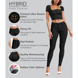 Hybrid & Company Womens Hyper Ultra Stretch Comfy Skinny Leg Work Casual Pants P44876SKX Black 1X
