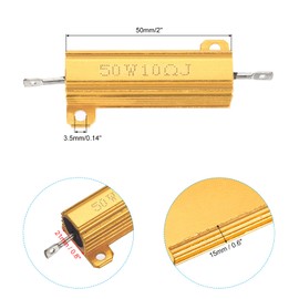 PATIKIL 50W 10 Ohm Aluminum Shell Resistor, 3Pcs Aluminum Housing Resistor, 5% Tolerance Wirewound Resistors Screw Tap Chassis Mounted, Golden