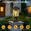 Treekee Solar Post Light Outdoor, Rustic Black Pier Mount Lantern