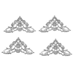 4 Pcs Antique Decorative Corner Protectors with 8 Nails, Yetaha 35mm Silver, Jewelry Box Desk Edge Safety Guard Cover for Wooden Furniture