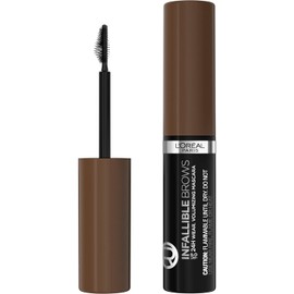 L'Oreal Paris Infallible Volumizing 24H Wear Máscara para cejas, maquillaje de cejas de larga duración para cejas 2 veces más completas, 5.0 Morena, 0.13 onzas líquidas