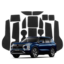 VEIROOM Cup Holder Mats for Mitsubishi Outlander 2022-2025, 17Pcs/Set Soft Non-Slip Waterproof Scratch Proof Door Slot Insert Mats Liner for Outlander 2025 2024 2023 Accessories Black