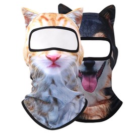 2PACK Cat Ski Mask 3D Cat Sheisty Balaclava with Ears Perfect for Skiing & Biking Music Festivals Parties (Set10)