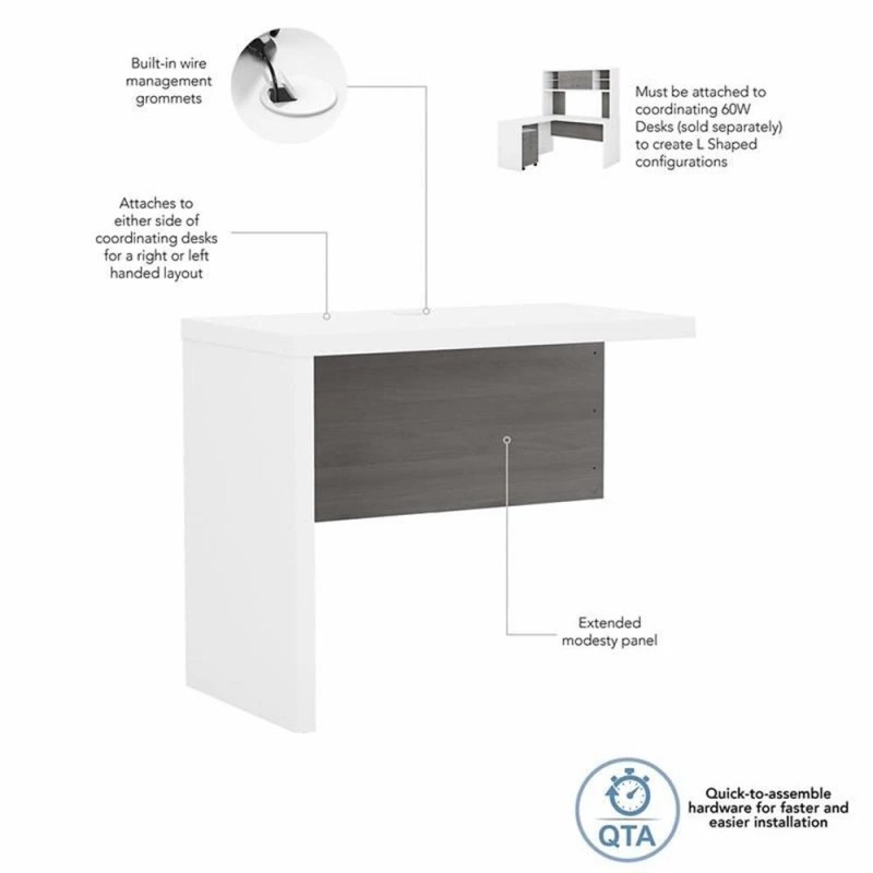 BBF Echo 36W Desk Return in Pure White and Modern
