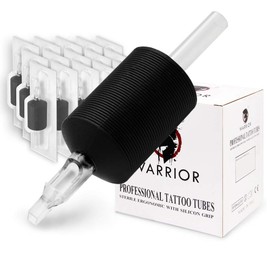 WARRIOR Tattoo Grip Tubes, Disposable Tattoo Grip with Long Tip, Made of Soft Rubber, Non-Slip, 30 mm, Magnum Flat, Pack of 15 (1.2/11F)