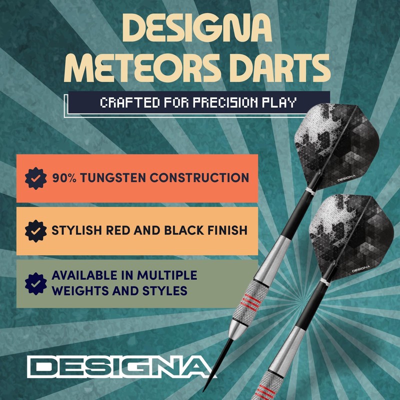 Designa Darts Meteors | 32g Premium 90% Tungsten Heavy Barrel