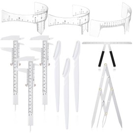 Konohan Kit De 11 Piezas Para Mapeo De Cejas, Herramientas Para Dar Forma A Las Cejas, Regla Para Medir Cejas, Calibrador Vernier De Doble Escala, Regla De Posicionamiento De 3 Puntos, Calibrador De