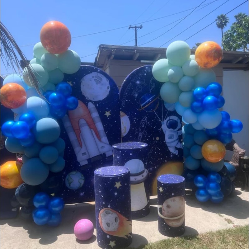 Astronaut Arch Backdrop Cover for Boys Birthday Party Decors Rocket