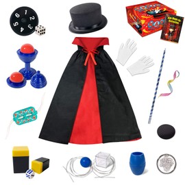 Magic Tricks Set for Kids, Amazing Cosplay Costume Dress Magic Kit, Magic Made Easy Range Included Magic Wand, Top Hat, Fancy Costume Dress & Much More Magic Props, Box Of Tricks Gifts for Age 5+