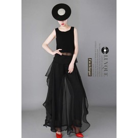 cnstone 2-piece Set, Skirt Pants, Top and Bottom Set, Top, Pants, Skirjo, Wide Pants, Gaucho Pants, Yoga, Dance Costume, Ballroom Dance, Latin Dance, Belly Dance, black suit