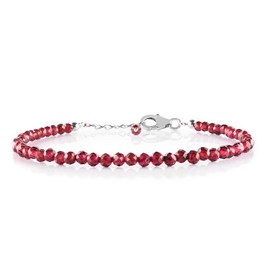 Rhodolith -Granatarmband für Frauen, natürliche Edelsteinperlen, Geburtsstein, zierliche handgefertigte Schmuck, Chakra -Energieheilungskristalle, 925 Sterling -Silberkette 8 Zoll