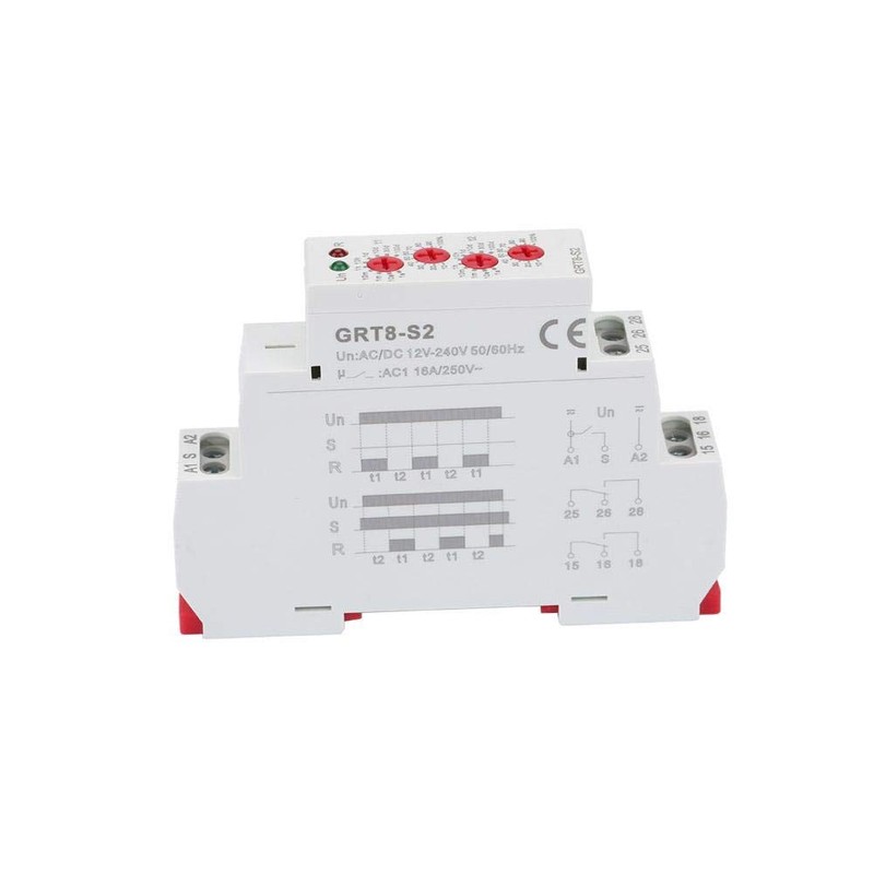 GRT8-S2 Cycle Timer Relay, AC/DC 12-240V Mini Asymmetric Cycle Timer