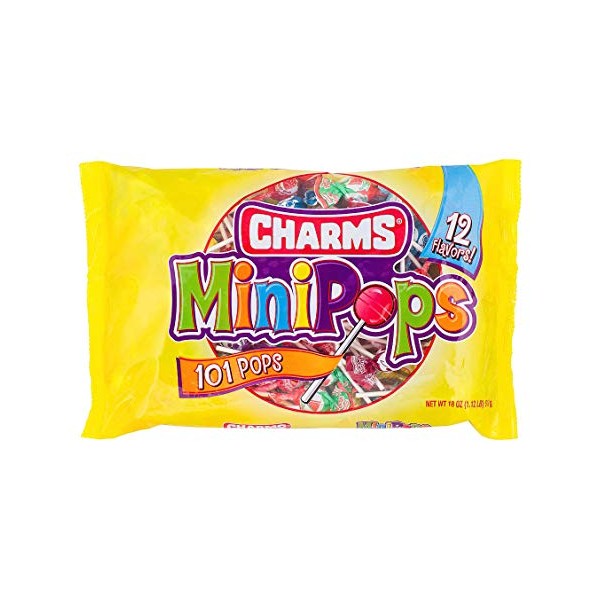 Charms Mini Pops Assorted Flavor Candy Lollipops, 101 Pops