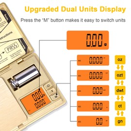 Fuzion CASH-200 Gram Scale Digital Pocket Scale, 0.01g Digital Grams Scale, Jewelry Scale, Small Food Scale Gold Gram Scale with Upgraded Display, Multi-Accessories
