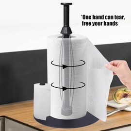 Paper Towel Holder Countertop Stainless Steel Paper Towel Dispenser Standing Easy to Tear with Damping Function for Kitchen Bathroom