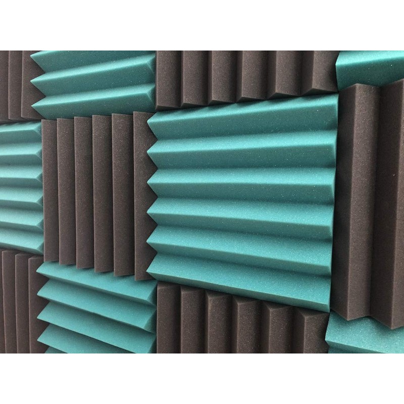 2x12x12 (12 Pack) TEAL/CHARCOAL Acoustic Wedge Panels Soundproofing Studio Foam