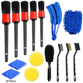 Oskuglin 15-teiliges Auto-Reinigungsset, Auto-Reinigungsset, Metallbürste, Reinigungsset mit Bürste für die Reinigung der Räder, Pinsel-Set für Auto Detailing, Pinsel-Set