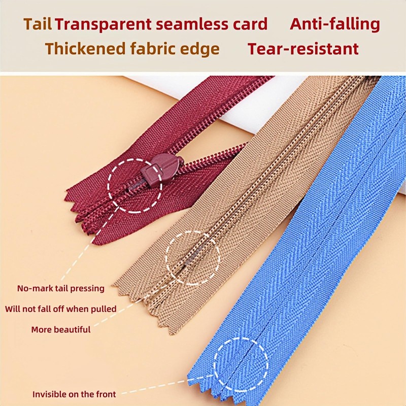 Omeblos 6PCS 40cm Grey Zip,Zips for Sewing,Invisible Zip,Sewing Accessories for