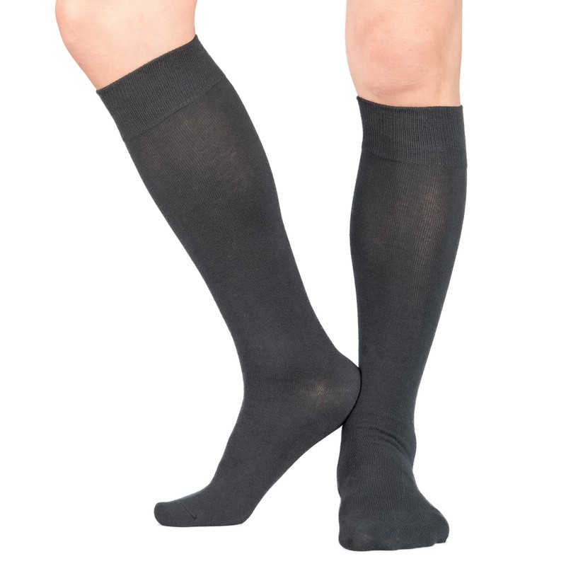 Y2Y2 3 Pairs Men's Knee-High Dress Socks/Black x3 / Shoe