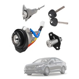 Radvik Ignition Switch Cylinder with Left Driver Side Door Lock, Trunk Lock & 2 Keys Compatible with 2009-2014 Hyundai Sonata, 2011-2015 Hyundai Sonata Hybrid Replace# 81970-3SA00 81250-3SA00