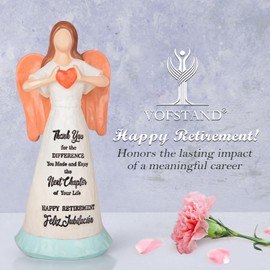 Retirement Gift for Woman 2025 - Happy Retirement Gifts for Coworker Teacher Nurses Boss Mom Grandma Sister Retirees Women Party Decorations with Angel Figurine 20oz Tumbler