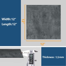 VEELIKE 4 Pack Grey Concrete Floor Tiles Peel and Stick 12''x12'' Vinyl Flooring Peel and Stick Floor Tile Waterproof Removable Self Adhesive Grey Stick on Floor Tile for Bathroom Kitchen Bedroom Home
