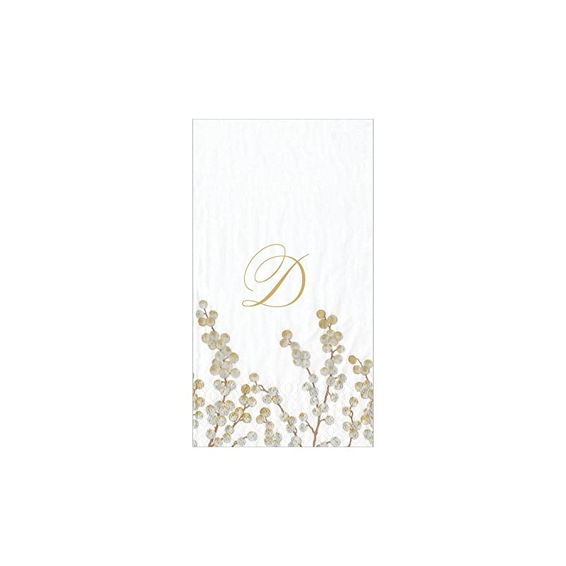 Caspari Berry Branches Single Initial Paper Guest Towel Napkins Letter