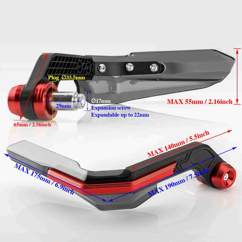 Motorcycle Handguards, Anodized Motorbike Handguards Wind Protector Universal for 7/8''