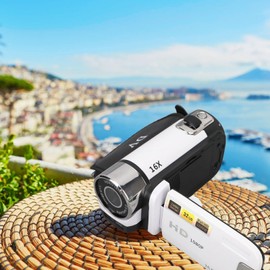DV-16MP Handheld Video Camcorder, 16X Digital Zoom, 1080P Photos, Vlogging Camera with 2.7" LCD Screen, Anti-Shake, Timer Selfies and Continuous Shooting for Travel