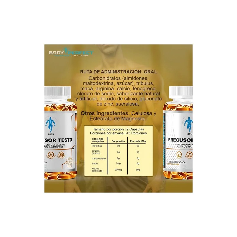 Precursor De Testosterona 90 Cáps Body Perfect Más Energía