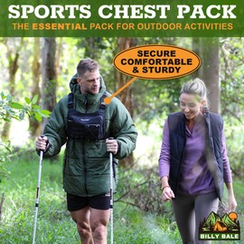 Billy Bale Sports Chest Bag – Lightweight, Outdoor Water-Resistant Adjustable EDC Front Tactical Pack for Hunting, Hiking, Running, Cycling, Travel - Compact & Durable Vest For Men & Women