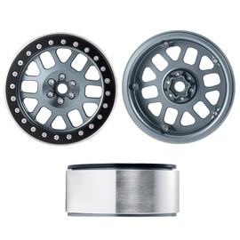 RCHUBAM Aluminum 2.6" Beadlock Wheels Rims for 1/10 Axial RR10 90048 90018 90053 Wraith Black Mamba 2.6" Mud Swamp Tires (Titanium Grey)