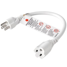 VSEER 1 Feet 1875W 15A Heavy Duty Extension Cord Outlet Saver 3-Prong 14 AWG Short Power Extension Cord White,UL Listed