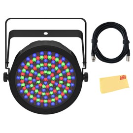 CHAUVET DJ SlimPAR 64 RGBA ILS LED Wash Light Bundle with Gearlux DMX Cable and Austin Bazaar Polishing Cloth