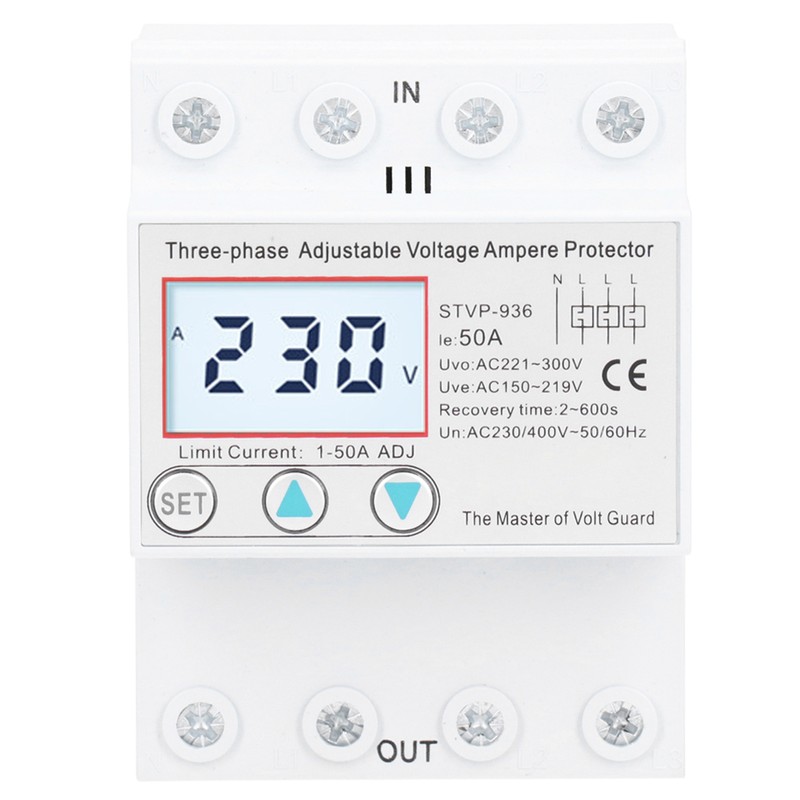 Adjustable Voltage Protector 3Phase LCD Multifunctional SelfResetting STVP936 230v 400V