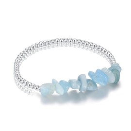 Austintacious Aquamarine Crystal Beads | March Birthstone Bracelet With Quote Card, 925 Sterling Silver, 18cm Bracelet Length And 3mm Beads Size