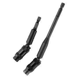 IUSOT 2 Pcs Magnetic Drill Bit Holders, 1/4" Hex Pivoting Bit Holder, 20 Degree Rotary Quick Release Drill Extension Screwdriver Bit Holder for Narrow Spaces or Corners, 91mm & 145mm (Black)