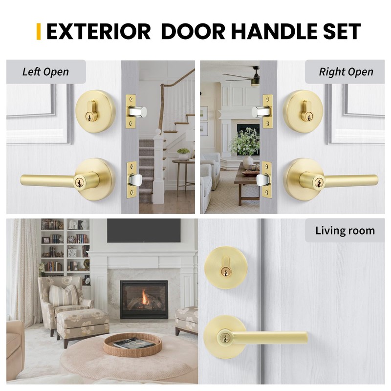 goldenwarm Exterior Deadbolt and Keyed Entry Door Handle Set, Heavy