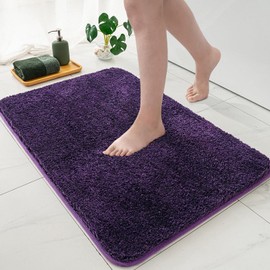 MIULEE Bath Mat Non Slip Absorbent Bathroom Soft luxurious Shower Small Mat Doormat Inside Rugs Kitchen Rugs Carpet Mat Washable for Bathroom Bedroom Kitchen Entrance 50x80 cm Deep Purple