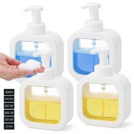 Segbeauty Soap Dispenser, White, Pack of 4, 500 ml Foam Soap Dispenser, Bathroom Soap Dispenser with Foam Pump, Soap Dispenser Plastic with Labels, Soap Dispenser Modern