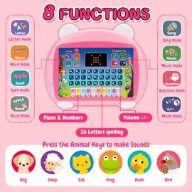 Toddler Toys for Girls Age 1 2 3 4, Kids Birthday Gifts for 1-2-3 Year Old Girl Kid Educational Learning Toys for 1-4 Year Olds Toddlers Electric Interactive Tablet Toys for 1 2 3 Year Old Girls Boy