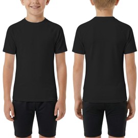 VanKee Maglietta a Maniche Corte per Ragazzi Asciugatura Rapida e Traspirante Maglia Intima Base Layer ad Elevata Elasticità Leggera Maglietta Sportiva a Girocollo per Corsa Calcio Basket Ciclismo