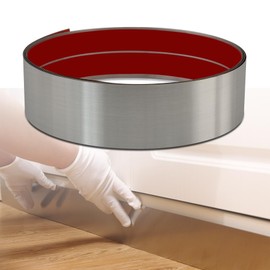 Lunghaa Metal Kick Plate, Self-Adhesive Kickplate, Baseboard Molding Trim, Anti-Scratch Base Cover for Wall, Door, Kitchen Cupboard Protection (9.8FT x 3.9IN, Brushed Silver)