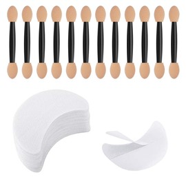 VIUWIZE 12 Pieces Sponge Eyeshadow Brush and 30 Pieces Eyeshadow Eye Masks, Double Sided Eyeshadow Brush, Eyeshadow Applicator