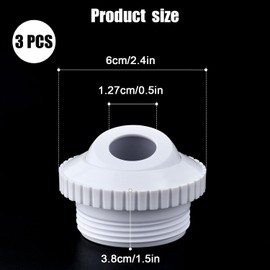 3pcs Swimming Pool Return Jets, 1/2" Opening Pool Directional Flow Eyeball Inlet Jet Hydrostream Directional Flow Inlet Fittings Compatible with 1-1/2" MIP Threaded Pipe for Hayward SP1419C
